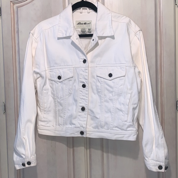 Vintage 90’s Eddie Bauer White Denim Jean Jacket - Picture 1 of 9